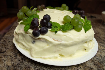 Close-up of dessert on table