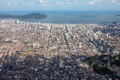 High angle view of santos  against sky