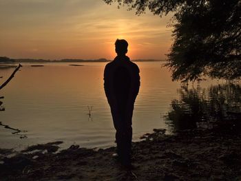 Scenic view of sea at sunset