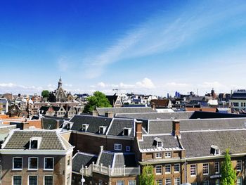 High angle view of townscape against sky