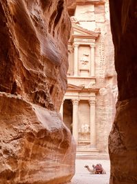 Low angle view of rock formations