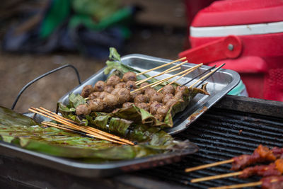 Barbecue food nearly ready for eating