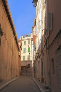 Narrow alley amidst buildings in city