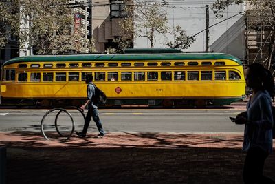 Vintage car on street in city