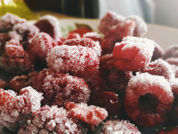 Close-up of frozen berries