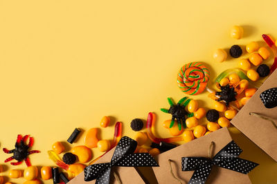High angle view of fruits on table