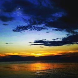 Scenic view of sea against dramatic sky