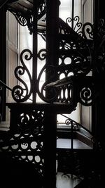 Close-up of metal railing of staircase