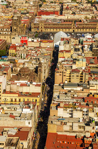 High angle view of national palace at zocalo in city