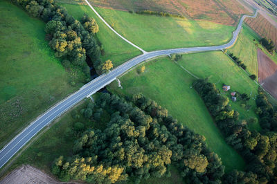 High angle view of agricultural landscape