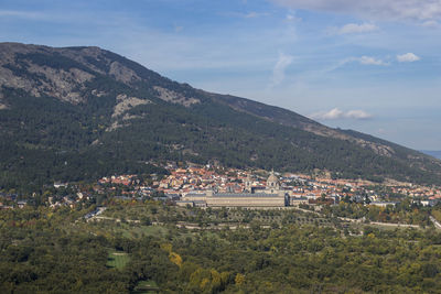 High angle view of townscape against sky