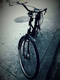 High angle view of bicycle parked on street