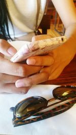 High angle view of people holding ice cream