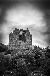 Low angle view of fort against sky