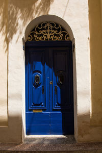 Closed door of building