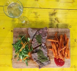 Close-up of food on cutting board
