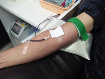 High angle view of hands