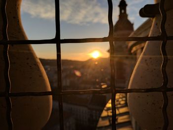 Close-up of sun against sky during sunset