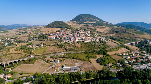 High angle view of townscape against sky