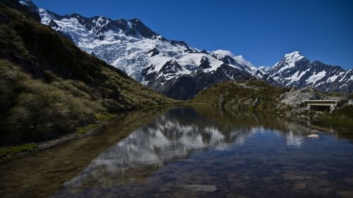 Scenic view of lake and mountains