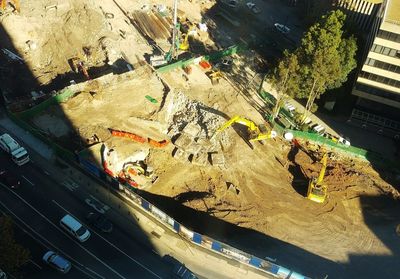 High angle view of road in city