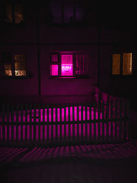 Illuminated lights in building at night