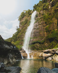 Scenic view of waterfall