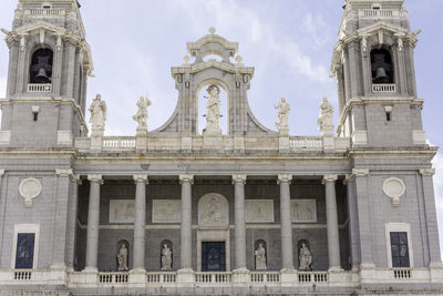 Low angle view of madrid royal palace against sky