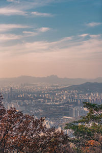 High angle view of cityscape against sky