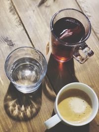 High angle view of coffee on table