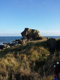 Scenic view of sea against clear sky