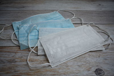 High angle view of chairs on table