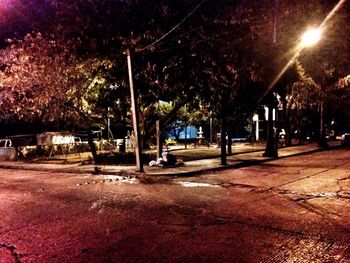 Illuminated street light at night