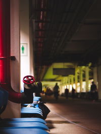 Close-up of man in train hospital corridor walkway