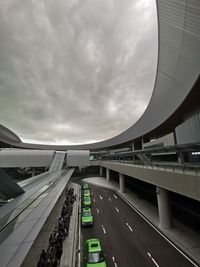 Aerial view of highway against cloudy sky