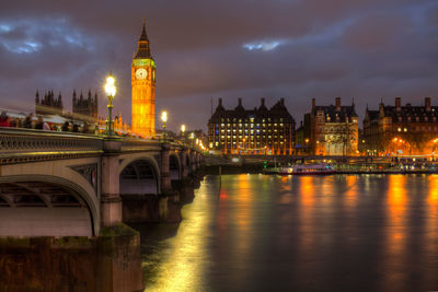 Illuminated city at night