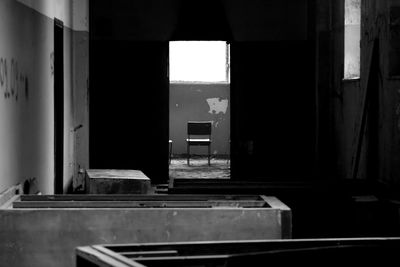 View of building through window