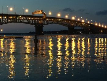 Bridge over river at night