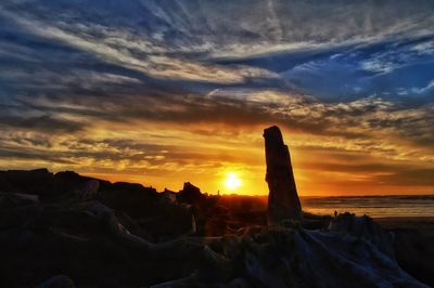 Scenic view of sunset over mountain