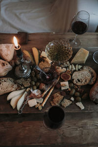 Cheese board on table