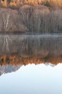 Scenic view of lake against sky during winter