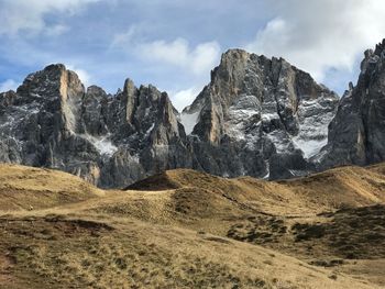 Scenic view of rocky mountains against sky