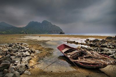 Scenic view of sea against cloudy sky