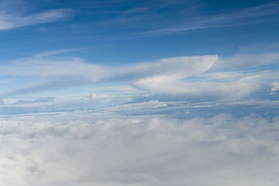 Aerial view of clouds over blue sky