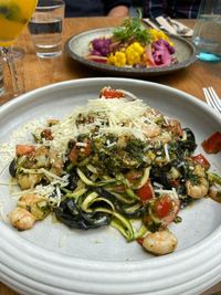 Close-up of food served in plate