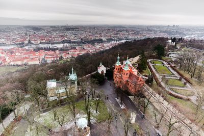 High angle view of town