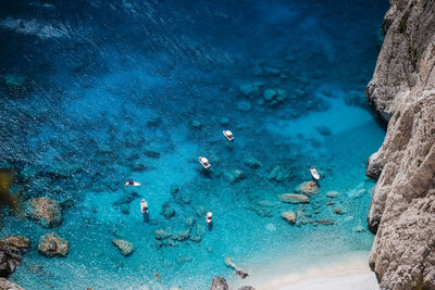 High angle view of rocks on beach