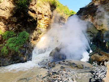 Scenic view of waterfall