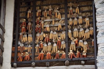 Clothes hanging on wood