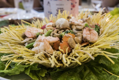 Close-up of fresh vegetables in plate